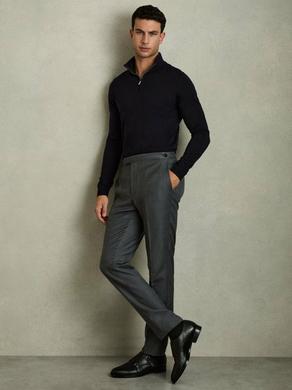 Reiss Sale - Merino Wool Half-Zip Jumper in Navy