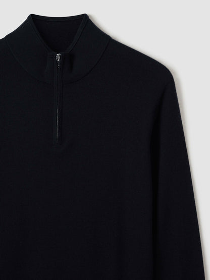 Reiss Sale - Merino Wool Half-Zip Jumper in Navy