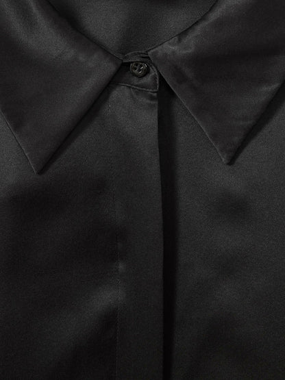 Reiss Savings - Silk Double-Cuff Button-Through Shirt in Black