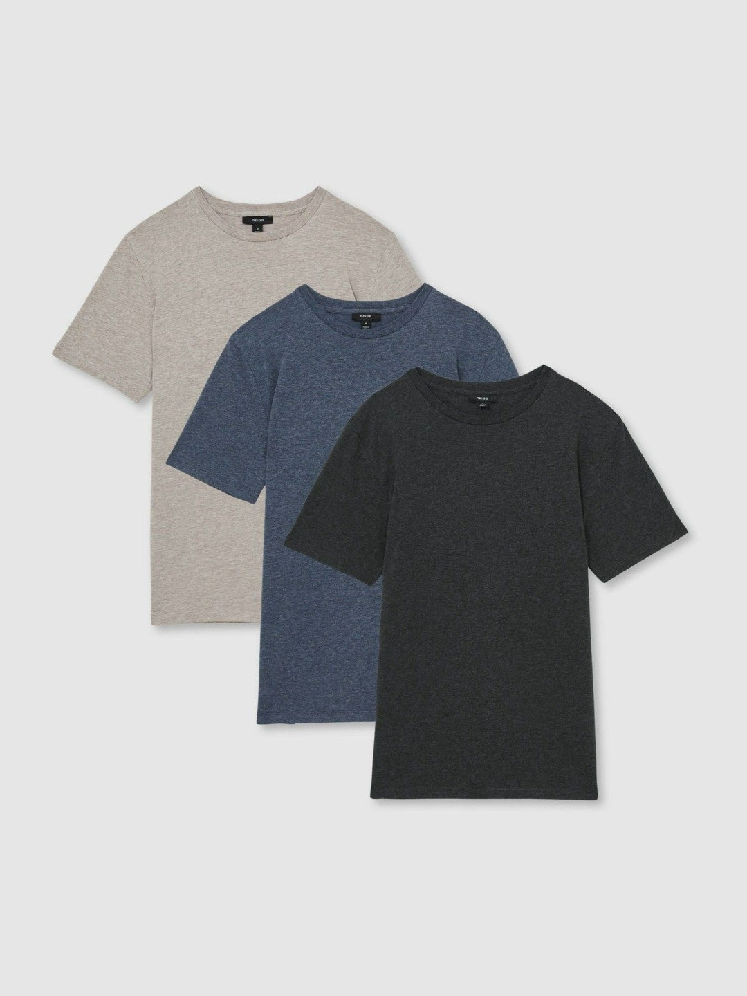 Reiss Cotton-Jersey Crew-Neck T-shirts 3 Pack in Multi Melange