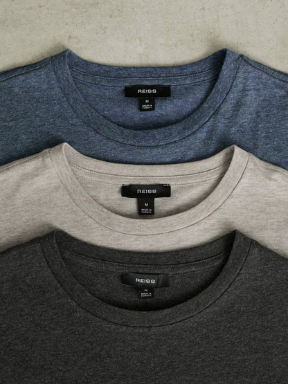Reiss Cotton-Jersey Crew-Neck T-shirts 3 Pack in Multi Melange