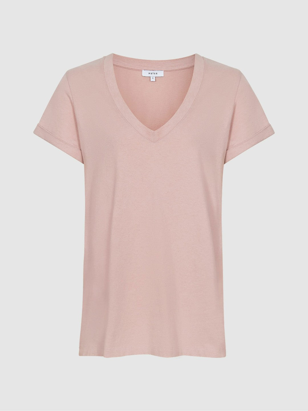 Reiss Featured - Cotton-Jersey V-Neck T-Shirt in Light Pink