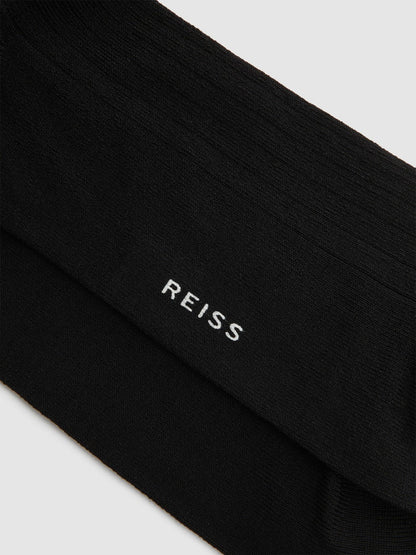 Reiss Popular Choice - Ribbed Socks in Black