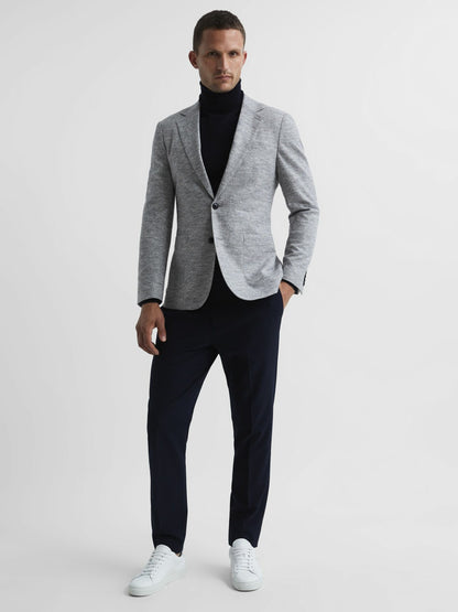 Reiss Affordable - Slim Fit Merino Wool Roll Neck Jumper in Navy