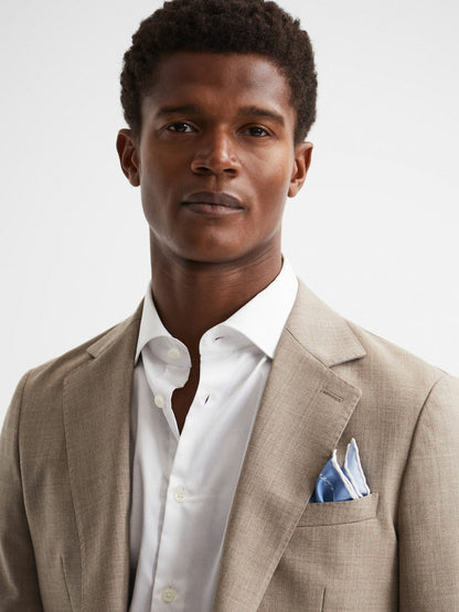 Reiss Sale - Plain Silk Pocket Square in Airforce Blue