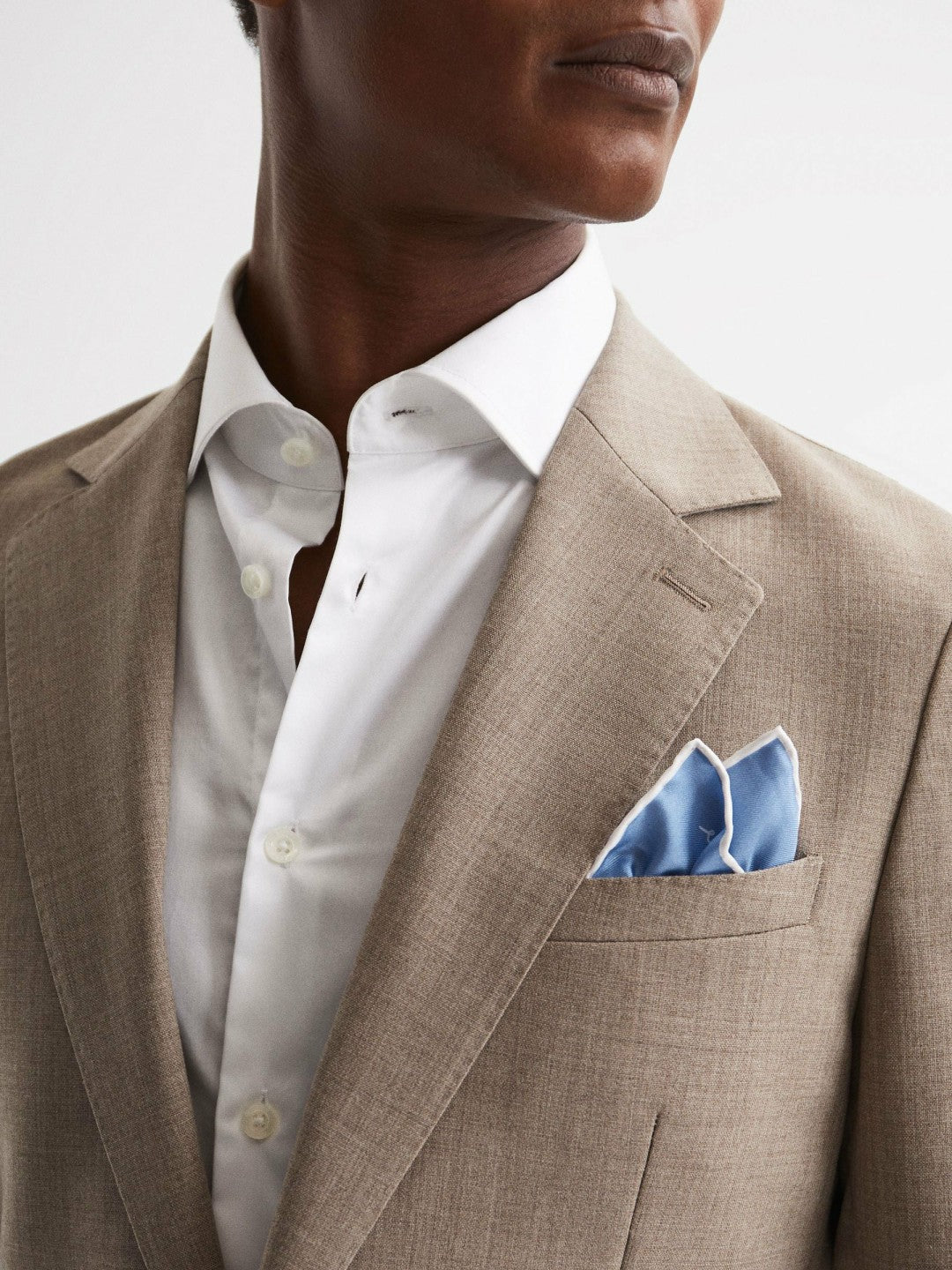 Reiss Sale - Plain Silk Pocket Square in Airforce Blue