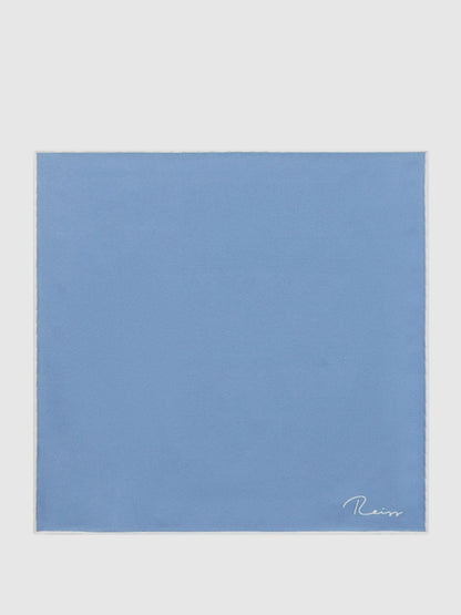Reiss Sale - Plain Silk Pocket Square in Airforce Blue