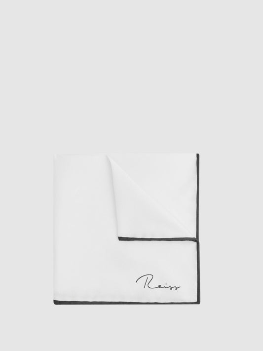 Reiss Sale - Plain Silk Pocket Square in White