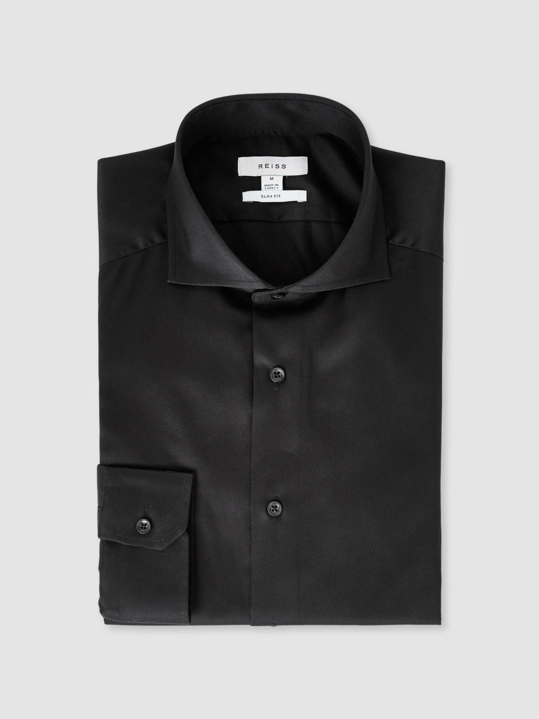 Reiss Slim Fit Cotton-Twill Two-Fold Shirt Slim-Fit in Black