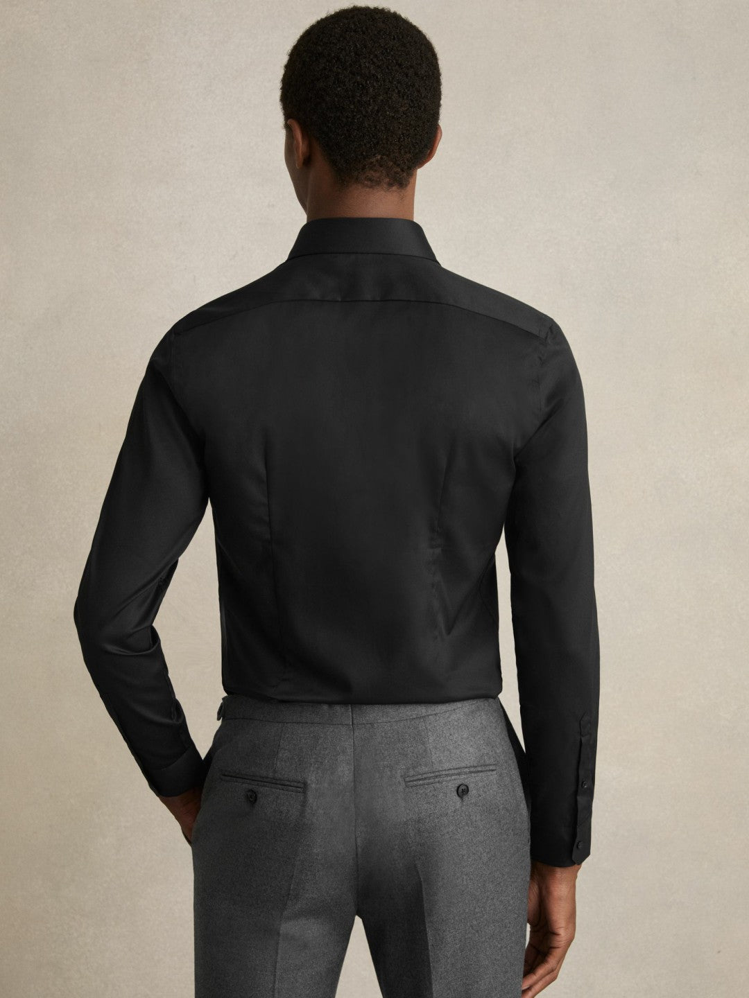 Reiss Slim Fit Cotton-Twill Two-Fold Shirt Slim-Fit in Black