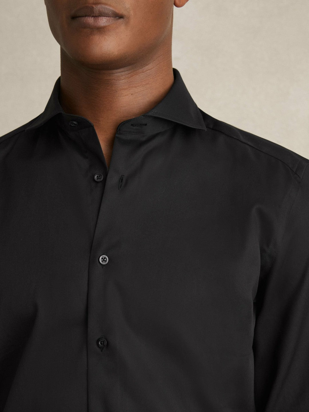 Reiss Slim Fit Cotton-Twill Two-Fold Shirt Slim-Fit in Black