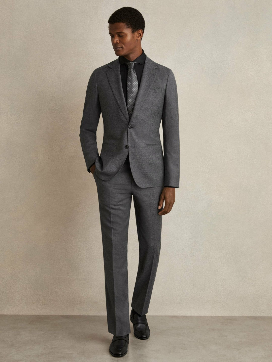 Reiss Slim Fit Cotton-Twill Two-Fold Shirt Slim-Fit in Black