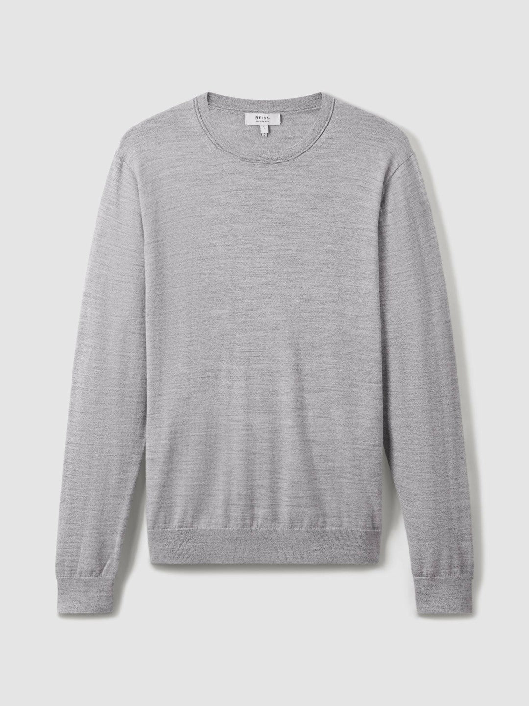Reiss Sale - Merino Wool Crew Neck Jumper in Soft Grey Mouline