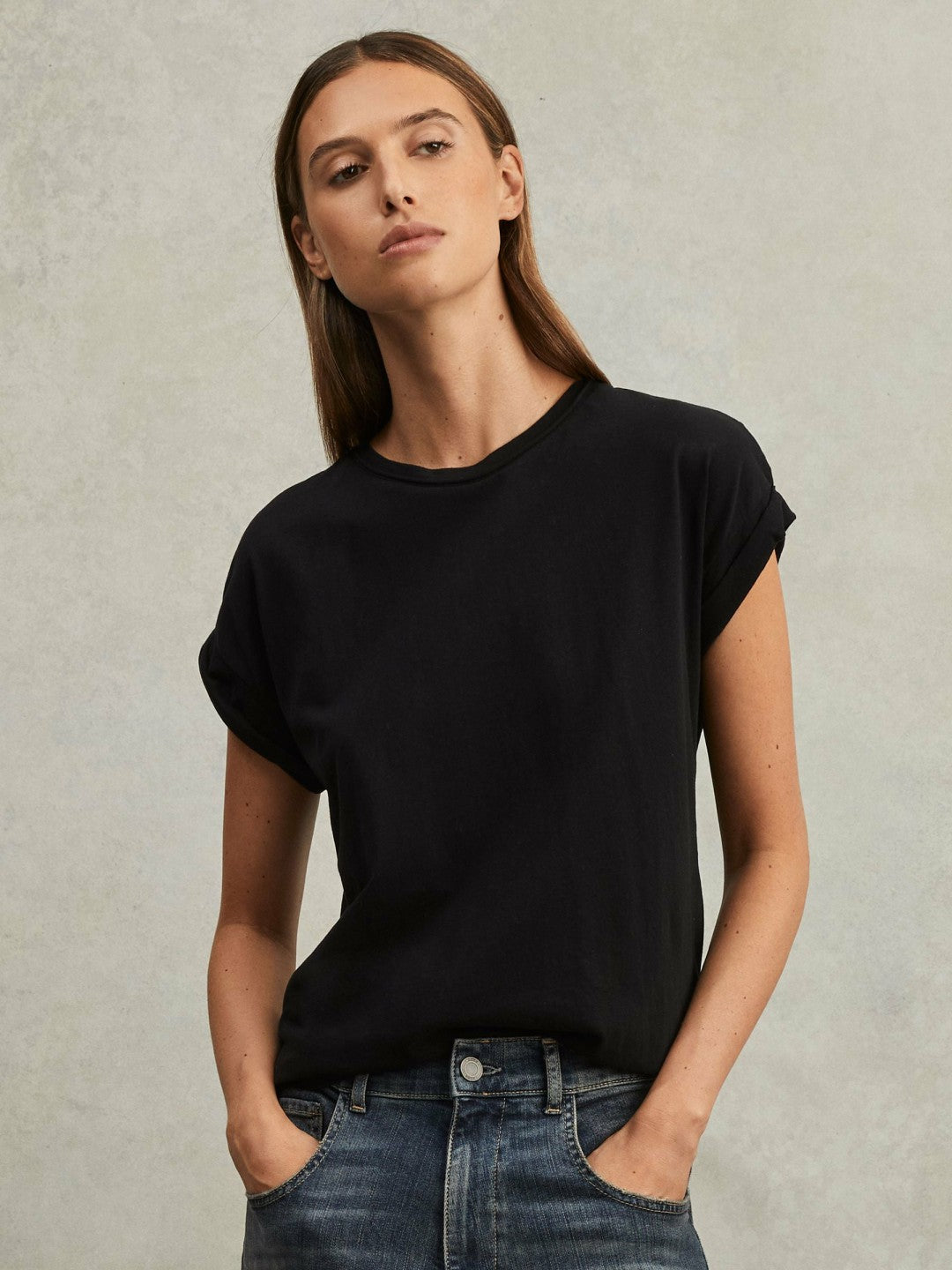 Reiss Deal - Cotton-Jersey Crew Neck T-Shirt in Black