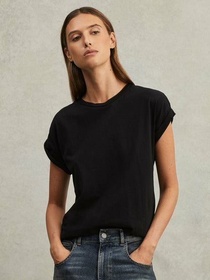 Reiss Deal - Cotton-Jersey Crew Neck T-Shirt in Black