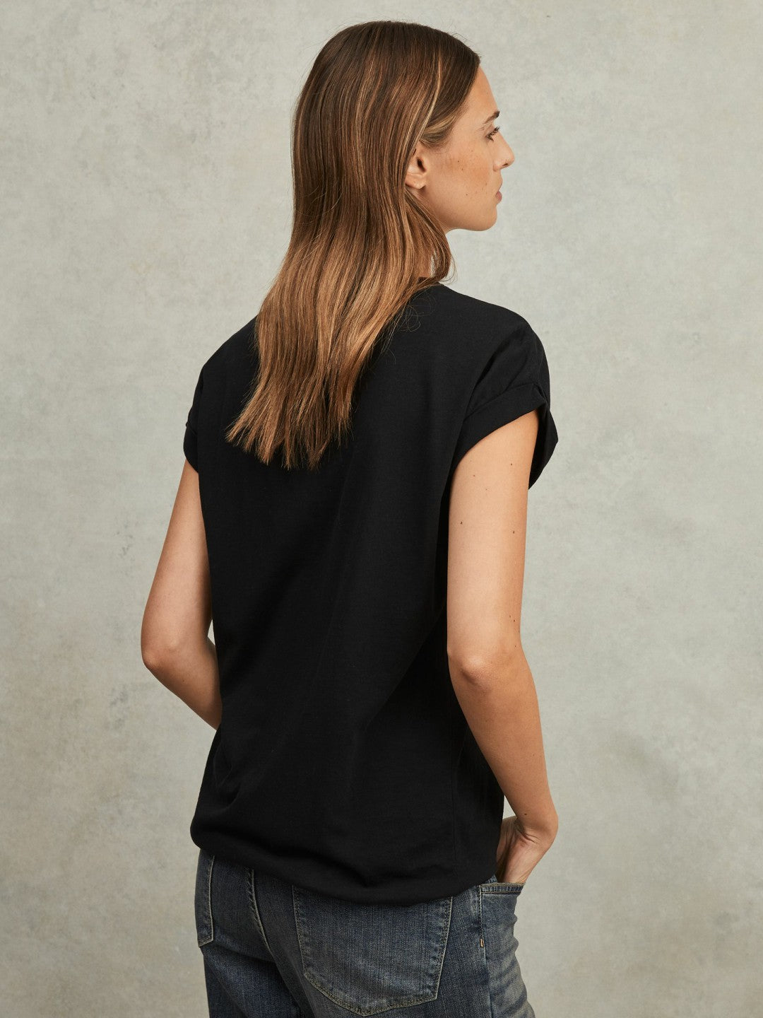 Reiss Deal - Cotton-Jersey Crew Neck T-Shirt in Black