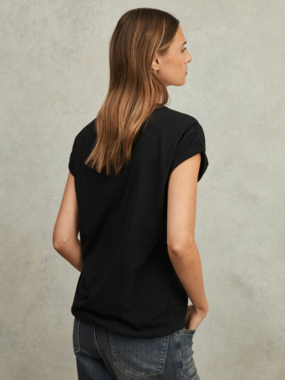 Reiss Deal - Cotton-Jersey Crew Neck T-Shirt in Black