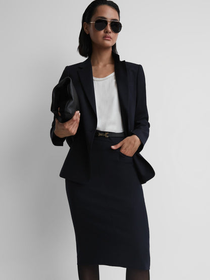 Reiss Value - Petite Tailored Pencil Skirt in Navy