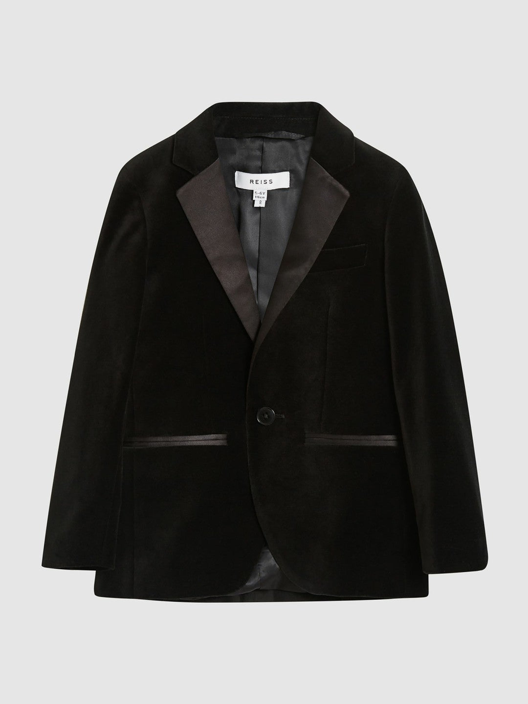 Reiss Savings - 4-9 yrs Single Breasted Velvet Blazer in Black