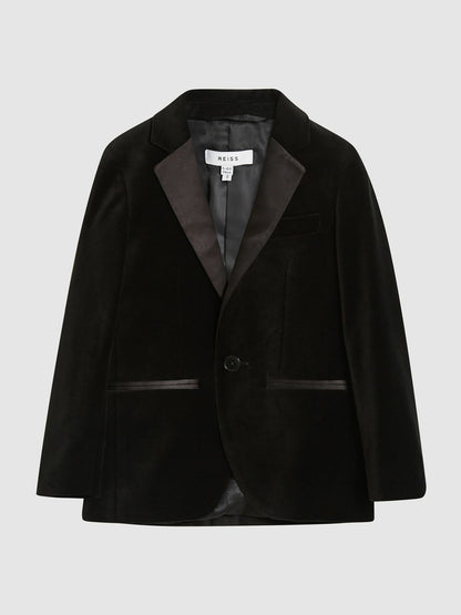 Reiss Savings - 4-9 yrs Single Breasted Velvet Blazer in Black