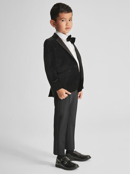 Reiss Savings - 4-9 yrs Single Breasted Velvet Blazer in Black
