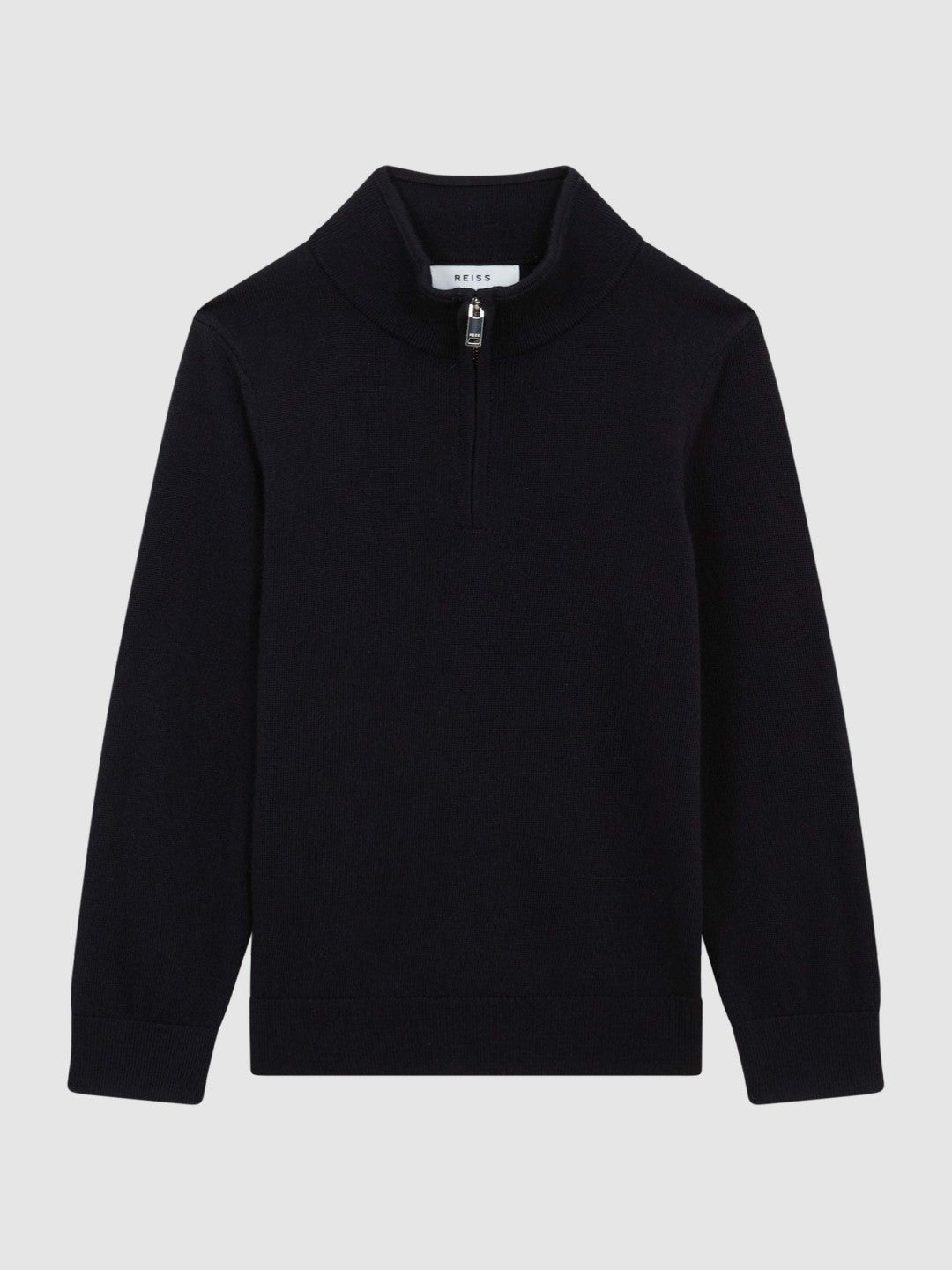 Reiss 9-14 yrs Merino Wool Zip-Neck Jumper in Navy