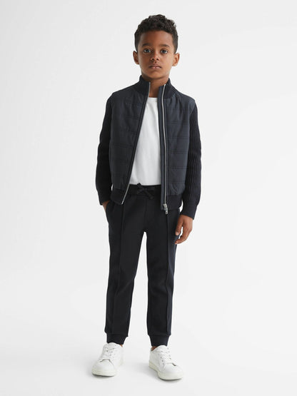 Reiss 3-9 yrs Hybrid Zip Through Quilted Jacket in Navy