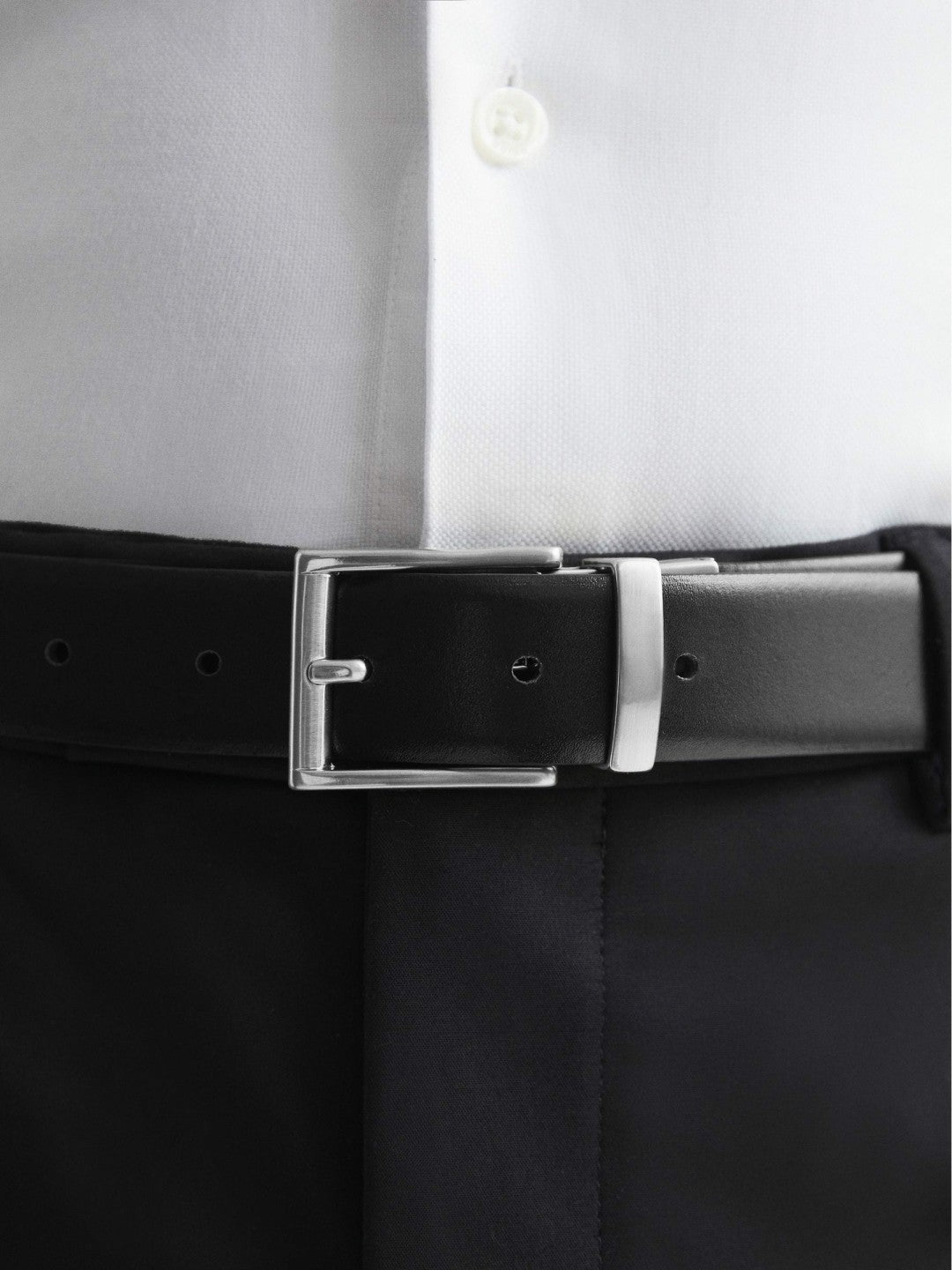 Reiss Affordable - Reversible Leather Belt in Black