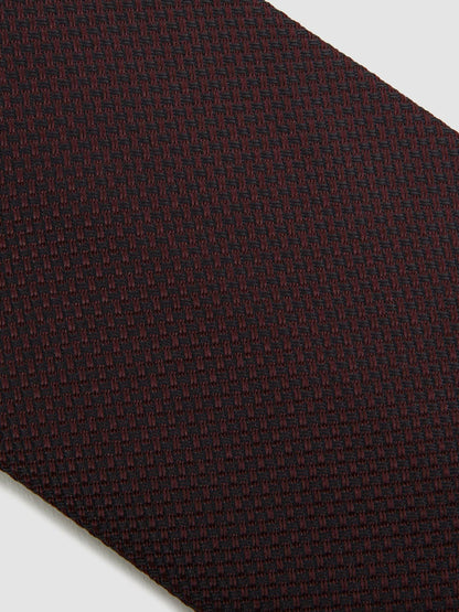 Reiss Value - Textured Silk Blend Tie in Burgundy