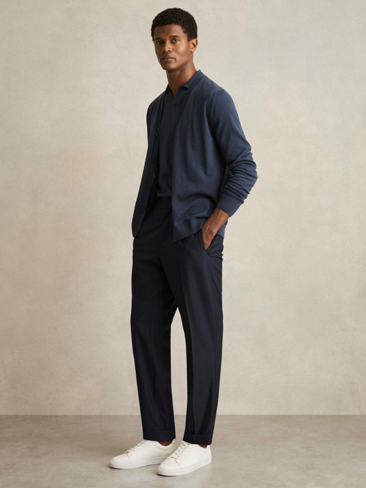 Reiss Best Seller - Relaxed-Fit Pleated Tapered Trousers in Navy