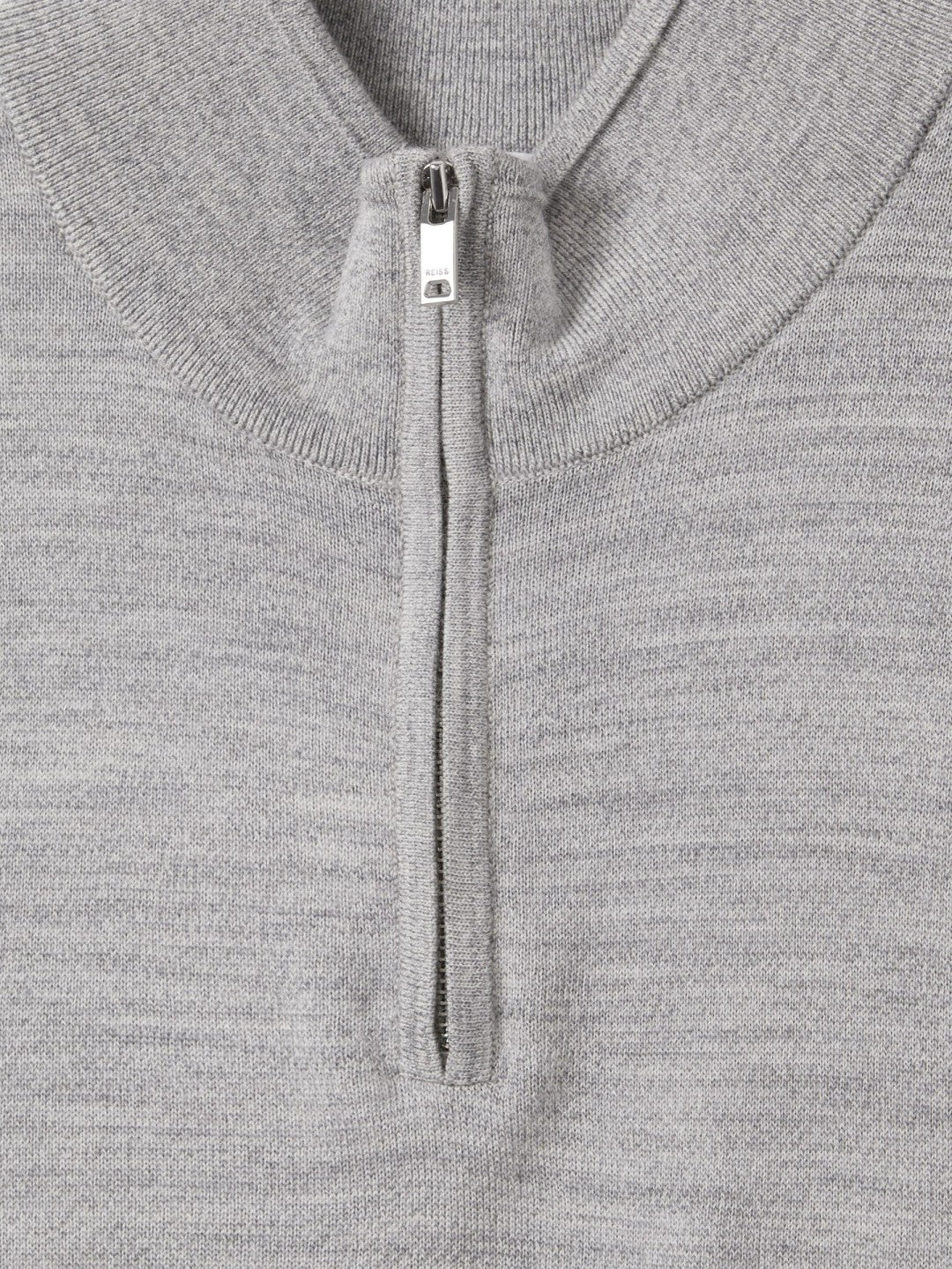 Reiss Sale - Merino Wool Half-Zip Jumper in Soft Grey Mouline