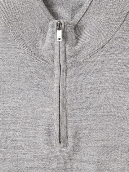 Reiss Sale - Merino Wool Half-Zip Jumper in Soft Grey Mouline