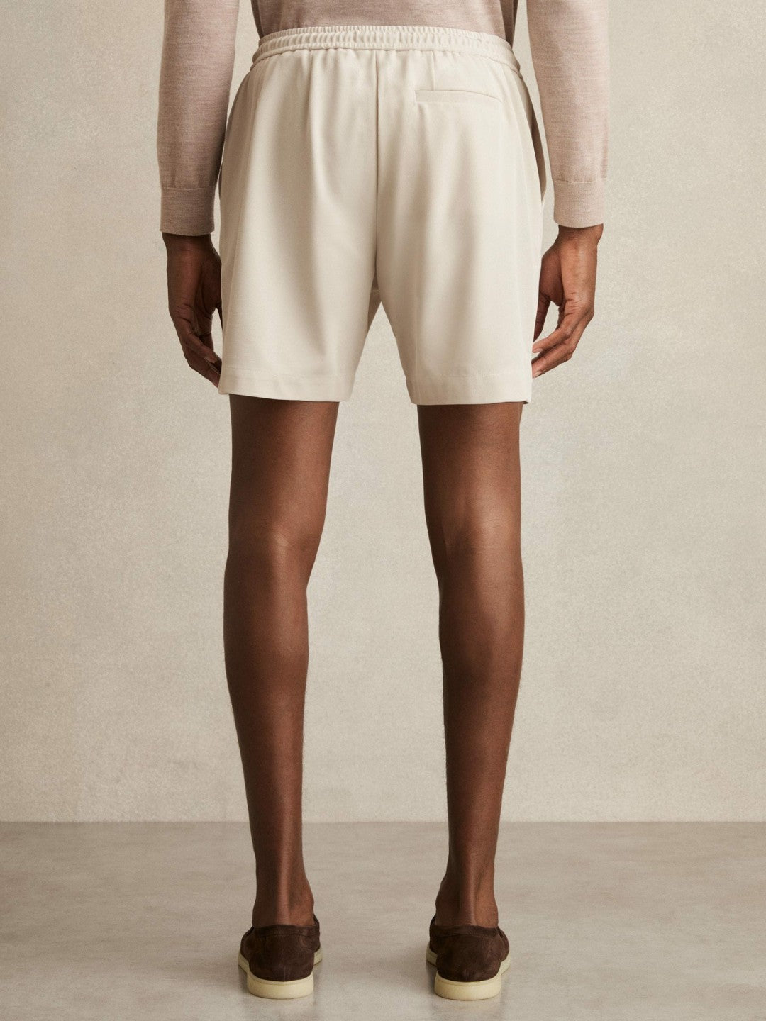 Reiss Sale - Textured Drawstring Shorts in Stone