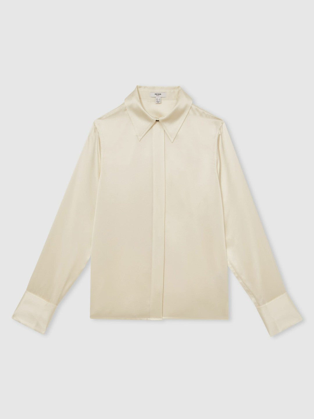 Reiss Offer - Silk-Satin Concealed-Placket Shirt in Ivory