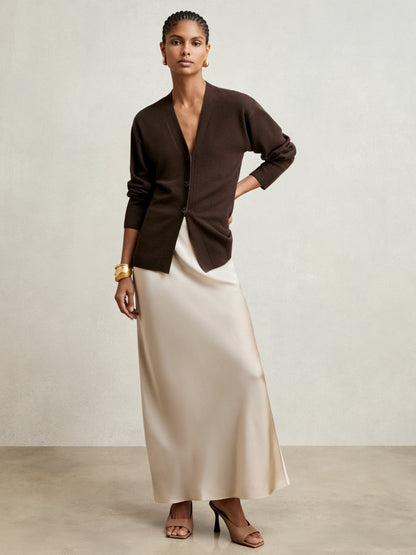 Reiss Silk Slip Maxi Skirt in Champagne Neutral