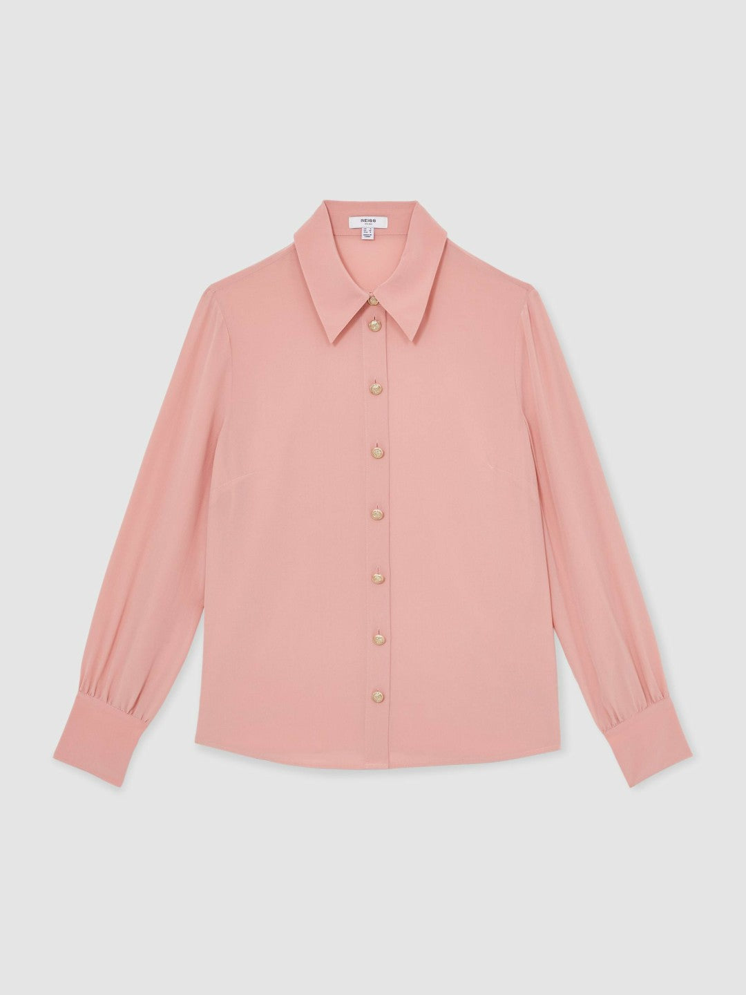 Reiss Savings - Silk Embossed-Button Shirt in Pink