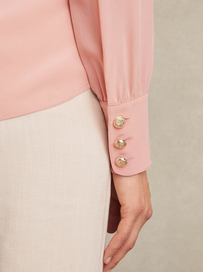 Reiss Savings - Silk Embossed-Button Shirt in Pink