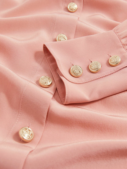 Reiss Savings - Silk Embossed-Button Shirt in Pink