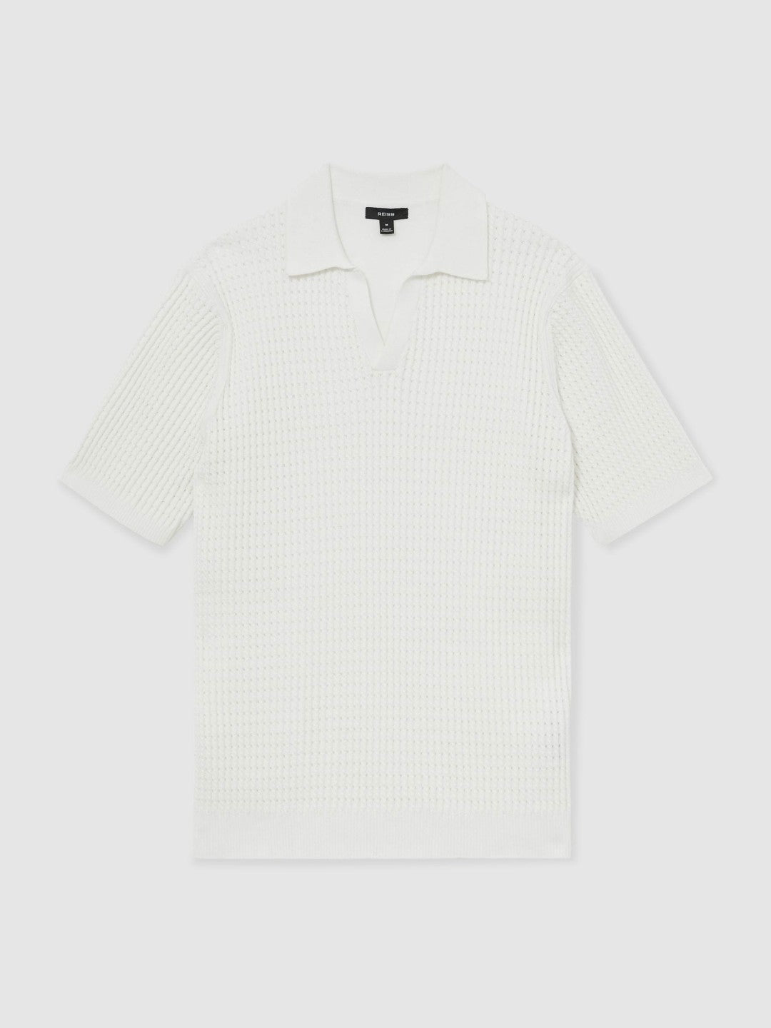 Reiss Affordable - Micro-Cable Open-Collar Cotton-Blend Shirt in White
