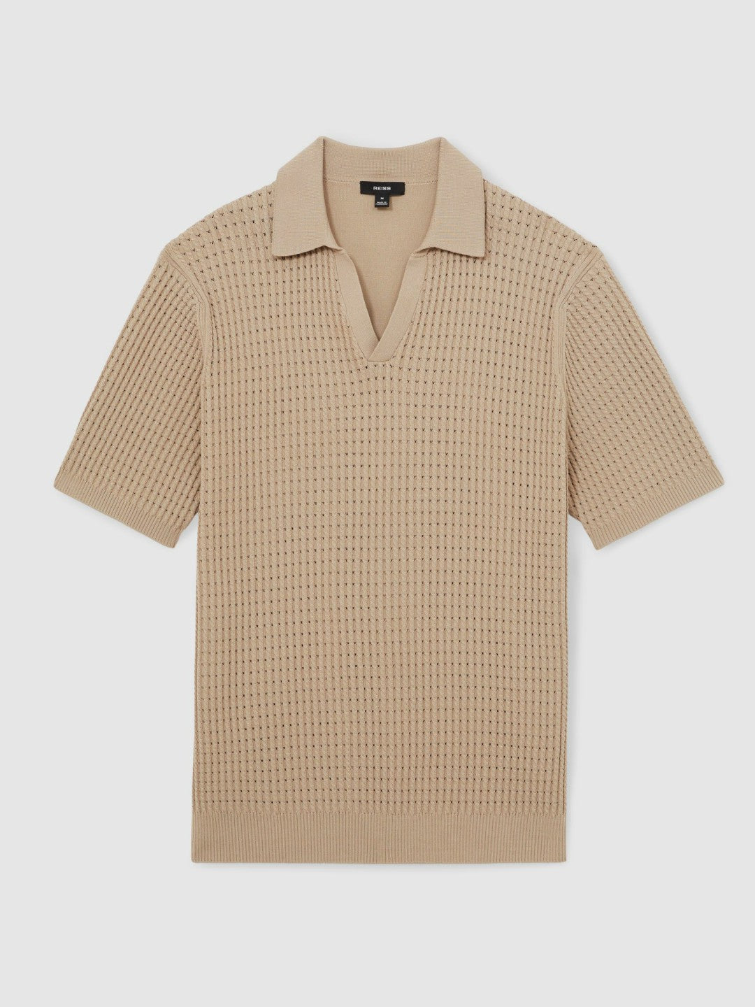 Reiss Offer - Micro-Cable Open-Collar Cotton-Blend Shirt in Light Camel Brown