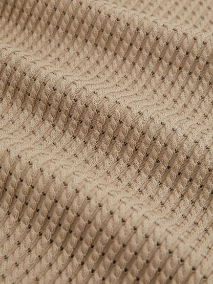 Reiss Offer - Micro-Cable Open-Collar Cotton-Blend Shirt in Light Camel Brown