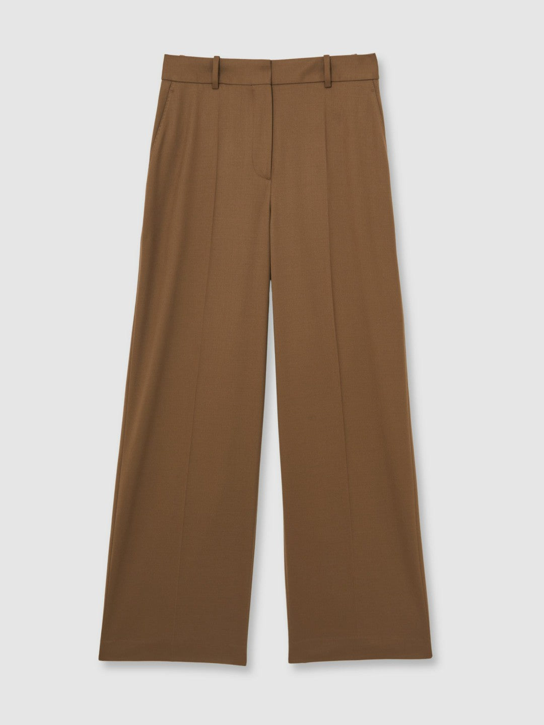 Reiss Value - Petite Wool-Blend Wide-Leg Suit Trousers in Tan