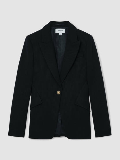 Reiss Deal - Single-Breasted Textured Blazer Wool-Blend in Navy