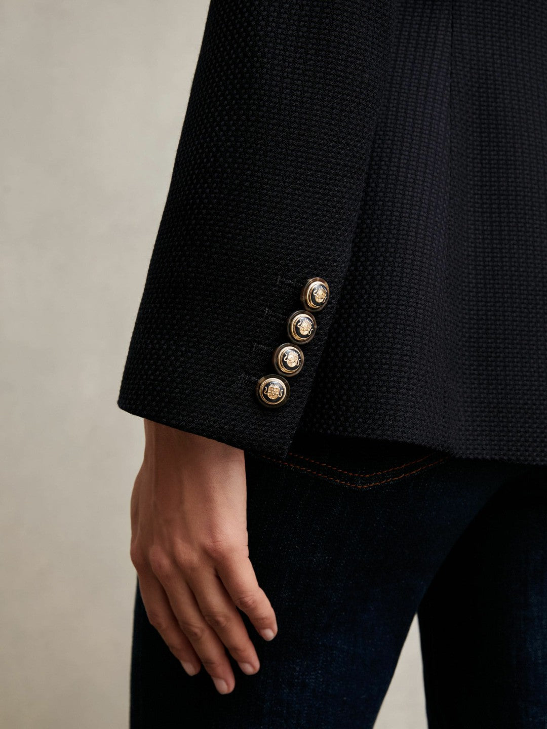 Reiss Deal - Single-Breasted Textured Blazer Wool-Blend in Navy
