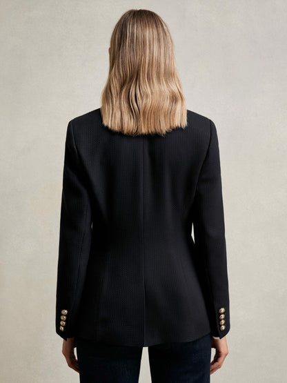 Reiss Deal - Single-Breasted Textured Blazer Wool-Blend in Navy