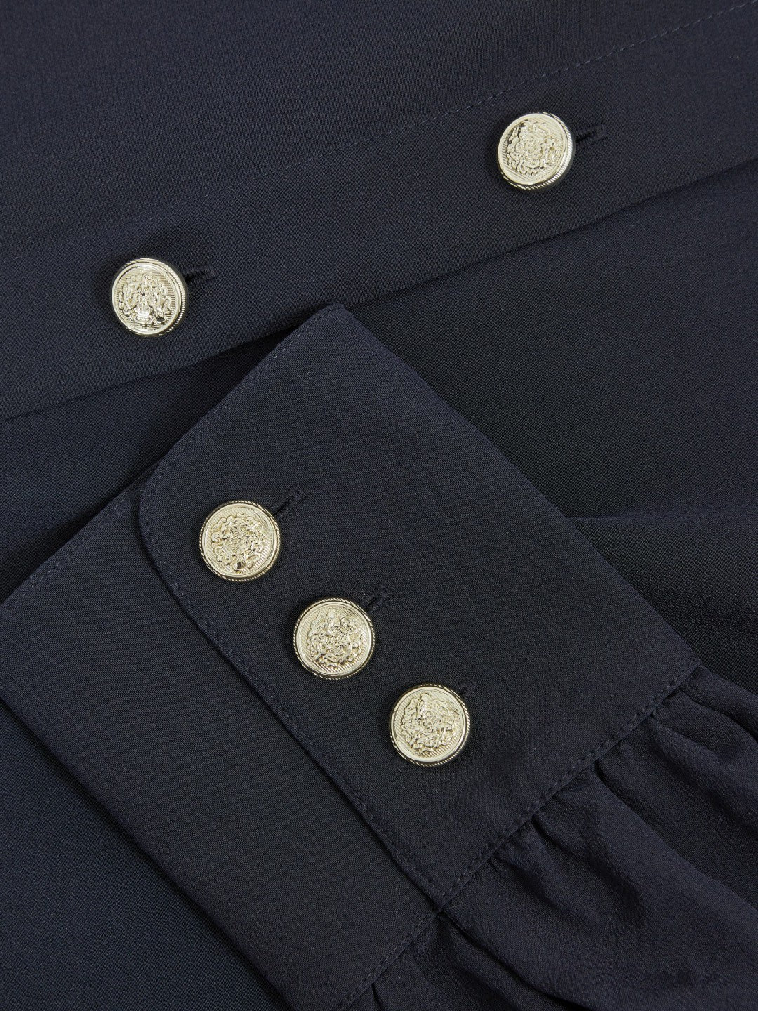 Reiss Silk Embossed-Button Shirt in Navy