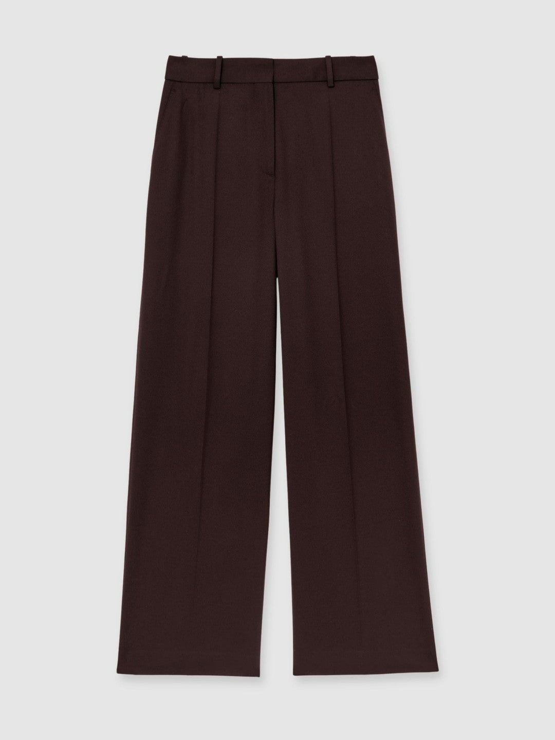 Reiss Wool-Blend Wide-Leg Suit Trousers in Aubergine