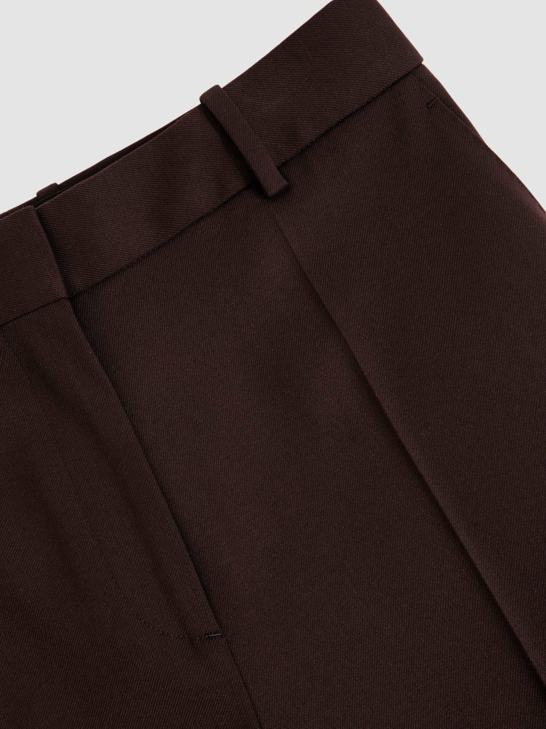 Reiss Wool-Blend Wide-Leg Suit Trousers in Aubergine