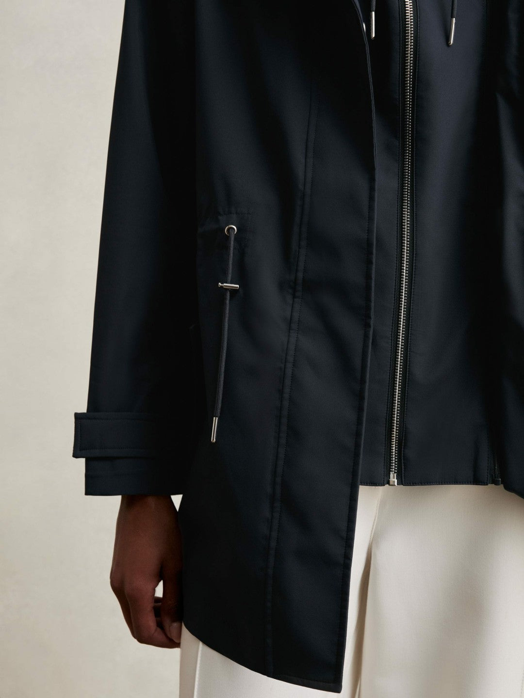 Reiss Removable-Hood Rain Coat in Navy