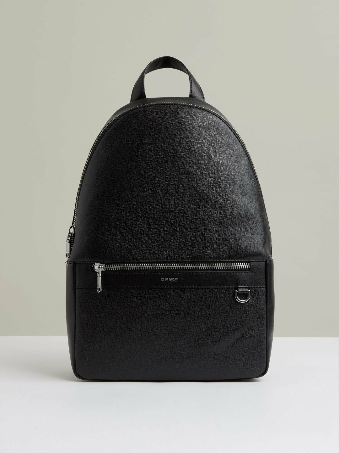 Reiss Best Seller - Micro-Grain Leather Backpack in Black
